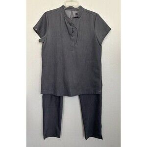 FIGS Scrub Set Kasane Top Yola Scrub Bottoms Graphite Gray Women's Size Small